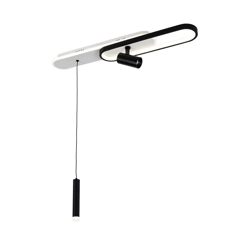 Светильник подвесной LED 74 Вт+6 Вт с пультом ДУ черный/белый Schaffner Трататто