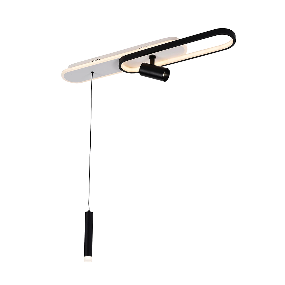 Светильник подвесной LED 74 Вт+6 Вт с пультом ДУ черный/белый Schaffner Трататто