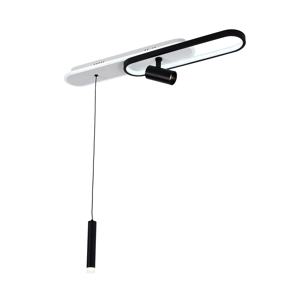 Светильник подвесной LED 74 Вт+6 Вт с пультом ДУ черный/белый Schaffner Трататто