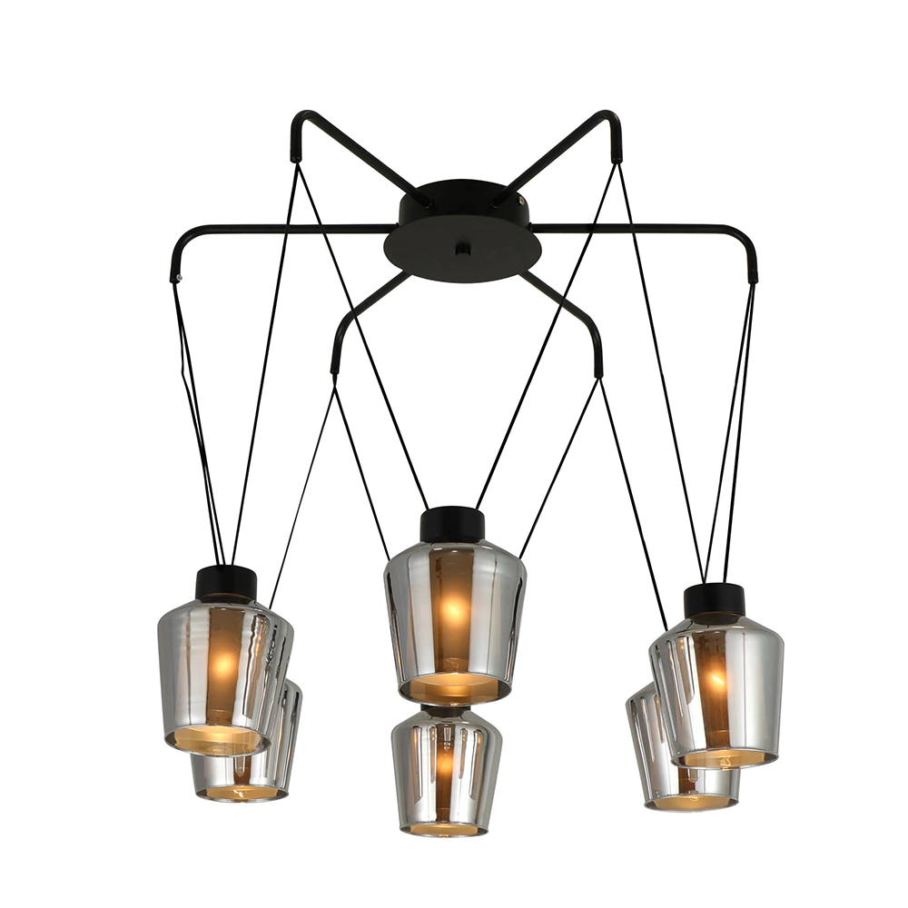 Люстра подвесная 6х40 Вт Е27 черный Schaffner Руд