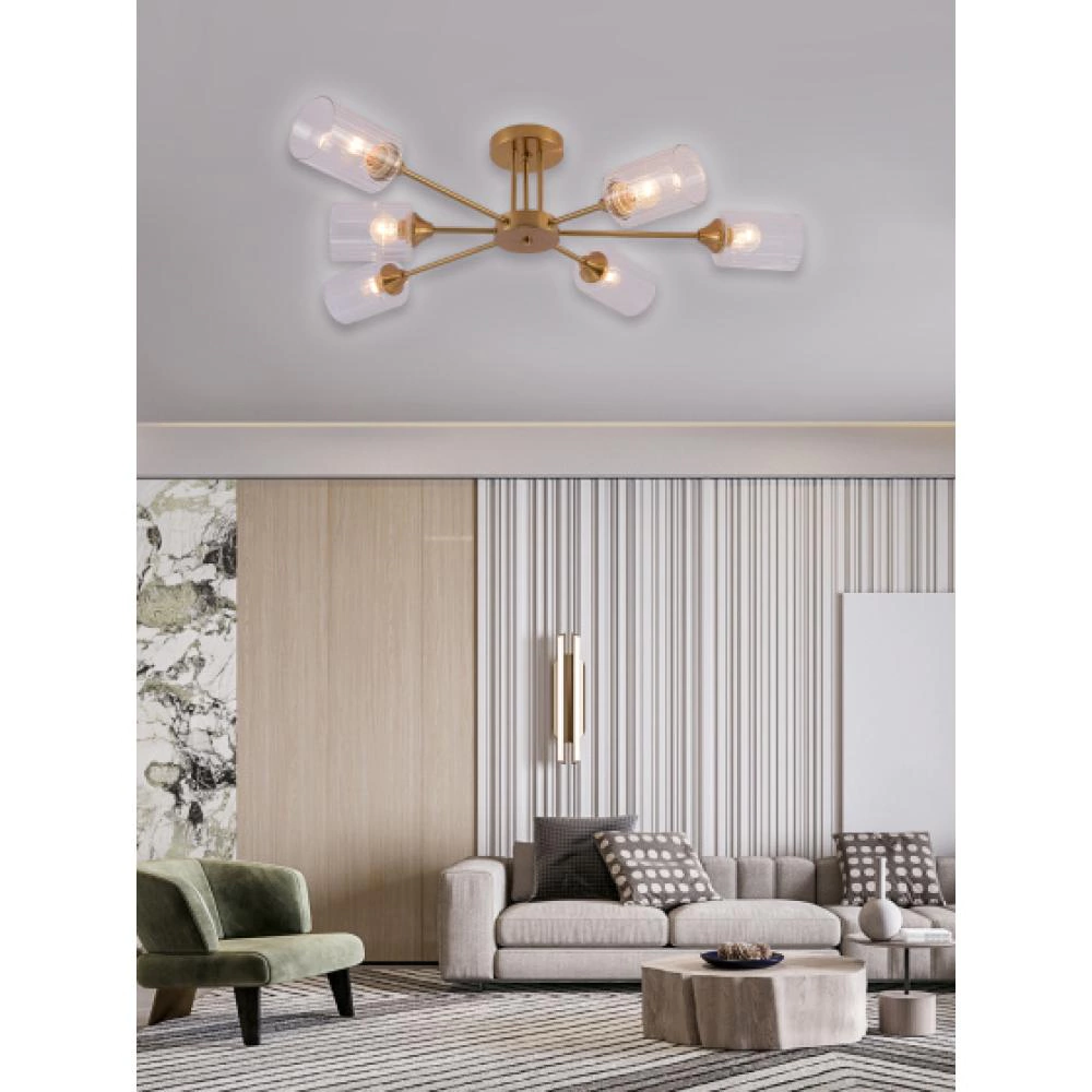 Люстра потолочная 6х60 Вт Е27 медь Rivoli Джилл