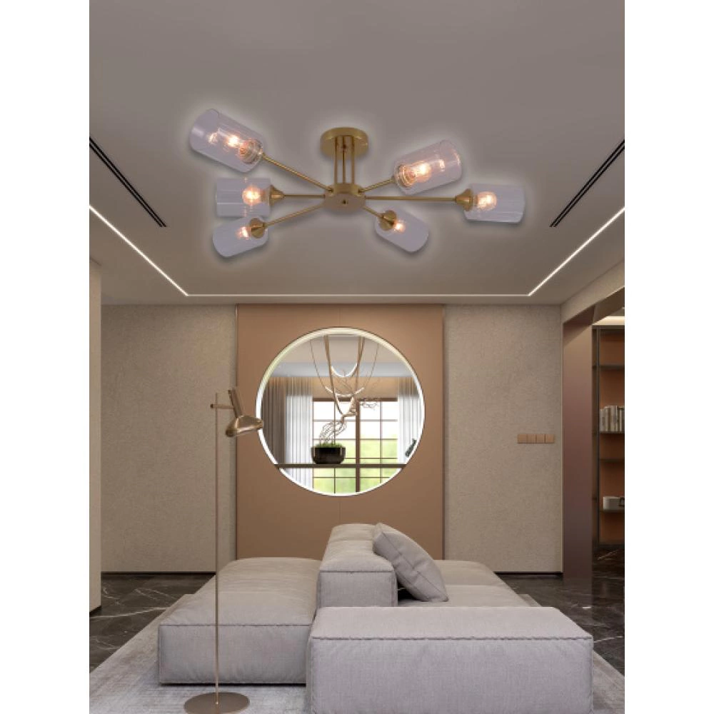 Люстра потолочная 6х60 Вт Е27 медь Rivoli Джилл