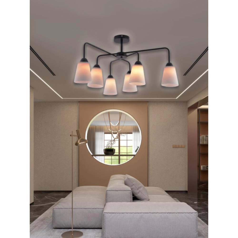 Люстра потолочная 6х60 Вт Е27 черный Rivoli Джоди