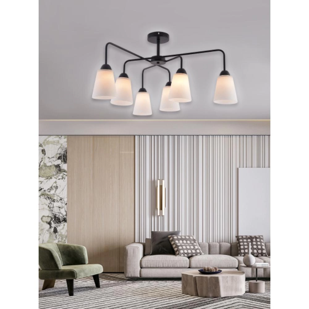 Люстра потолочная 6х60 Вт Е27 черный Rivoli Джоди