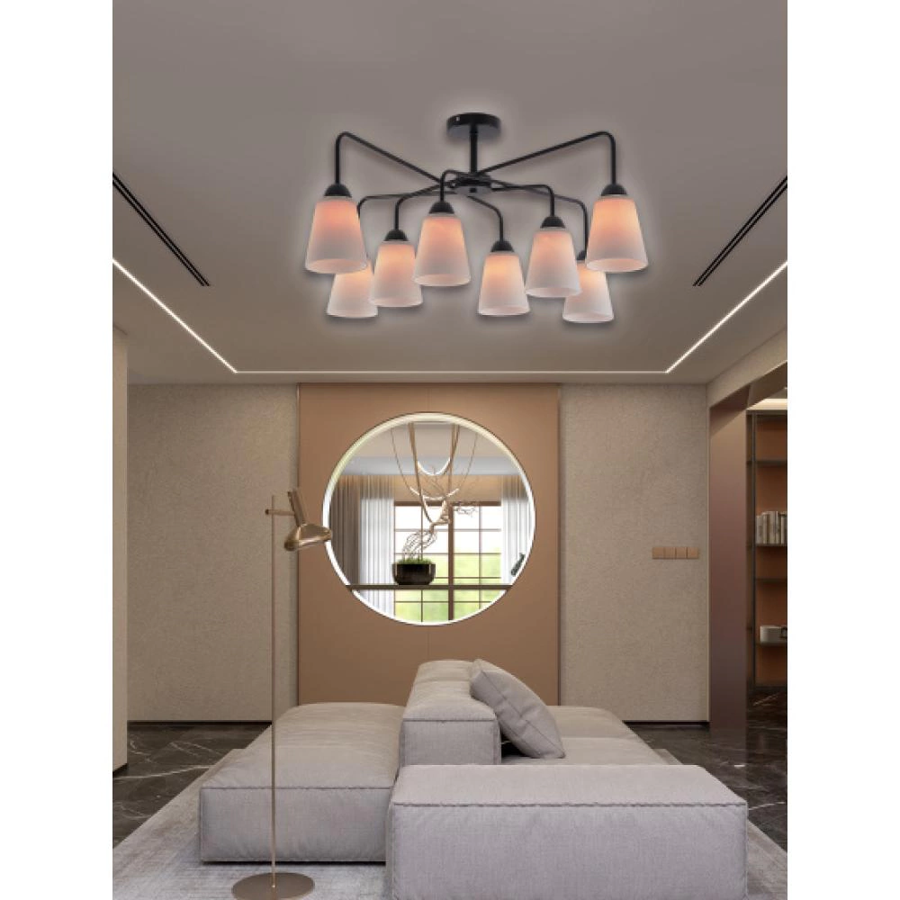 Люстра потолочная 8х60 Вт Е27 черный Rivoli Джоди