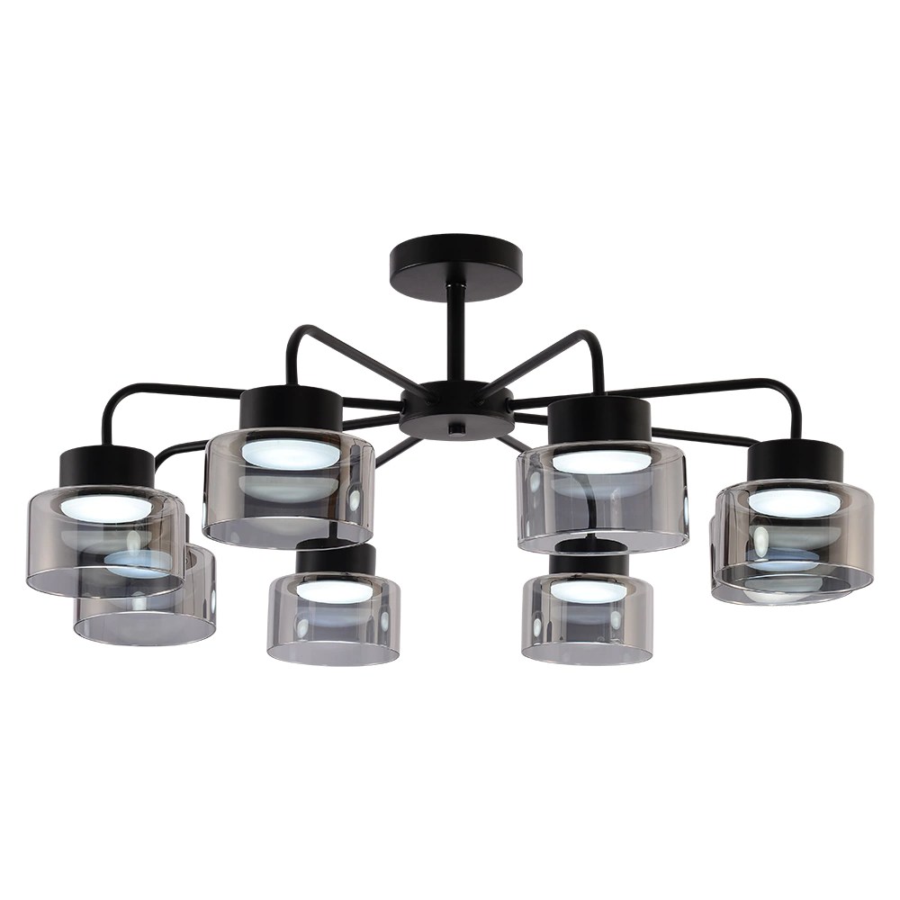 Люстра потолочная 8х15 Вт GX53 (LED) черный Rivoli Марко