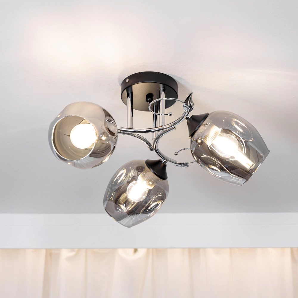 Люстра потолочная NEODECO Бальтазар 3х60 Вт Е27 черный