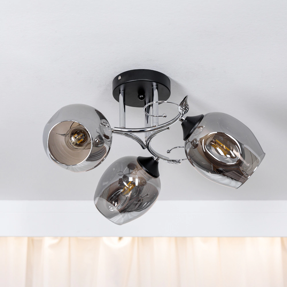 Люстра потолочная NEODECO Бальтазар 3х60 Вт Е27 черный