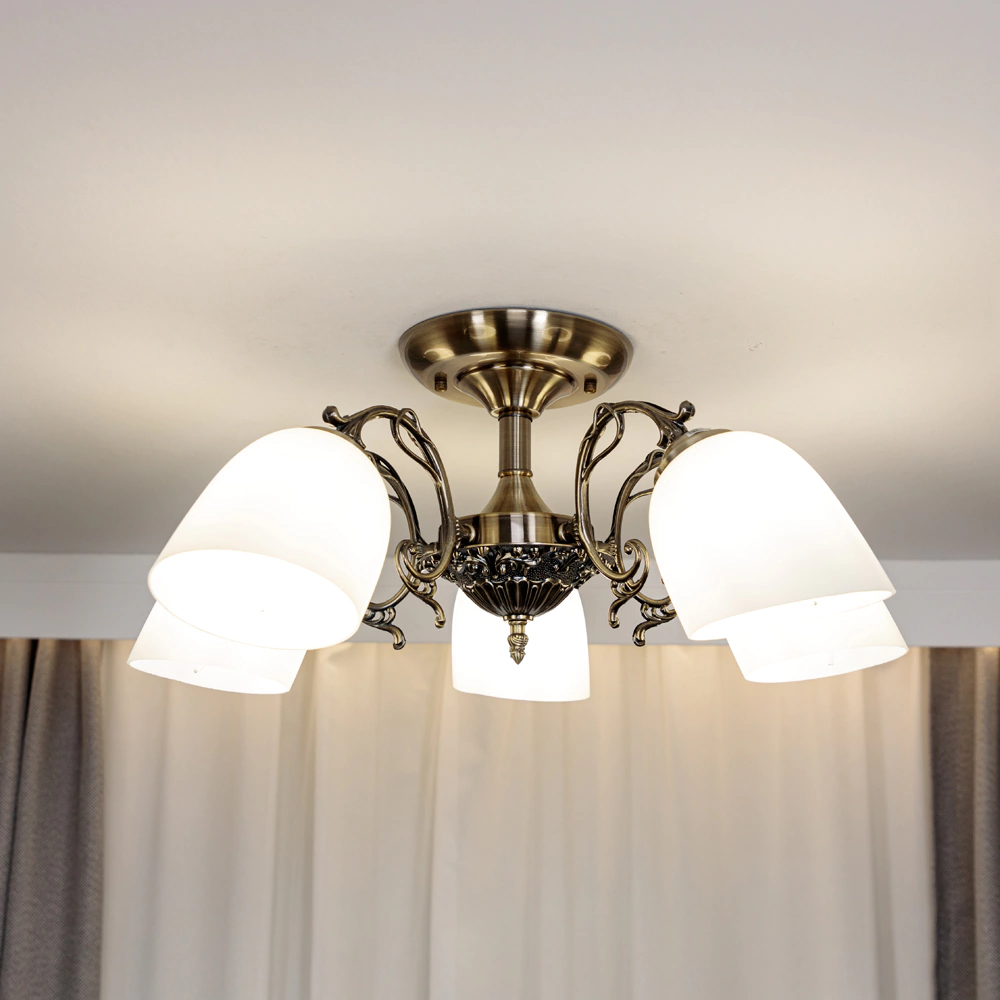 Люстра потолочная NEODECO Артемида 5х40 Вт Е14 бронза