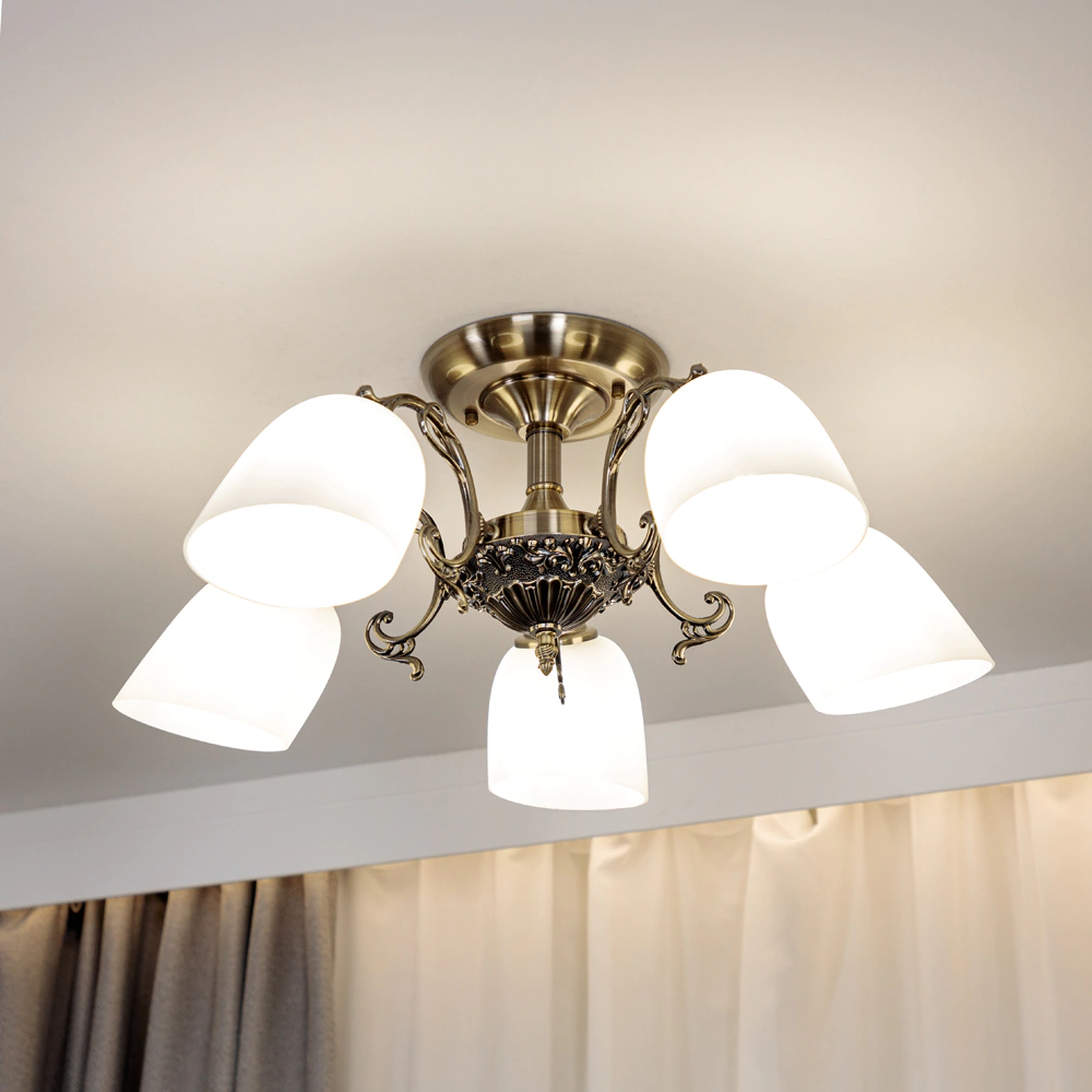 Люстра потолочная NEODECO Артемида 5х40 Вт Е14 бронза