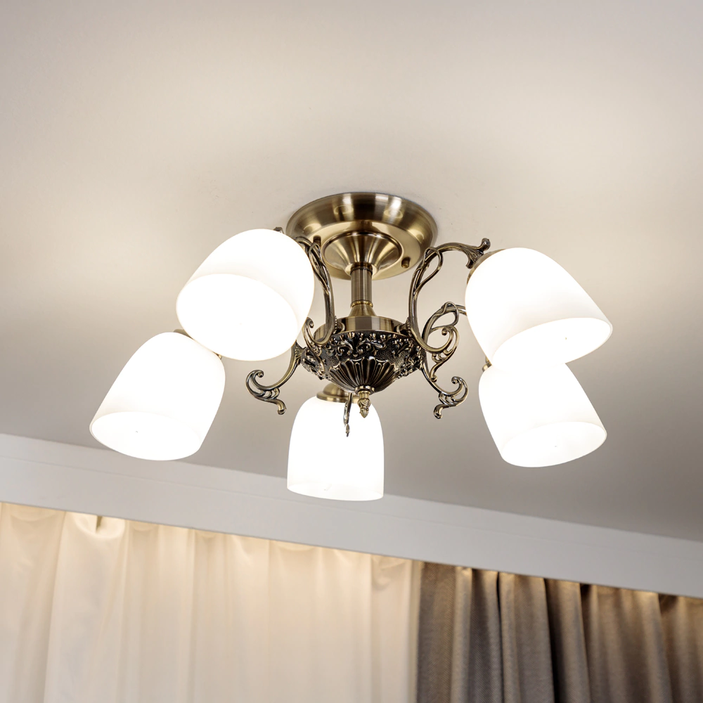 Люстра потолочная NEODECO Артемида 5х40 Вт Е14 бронза