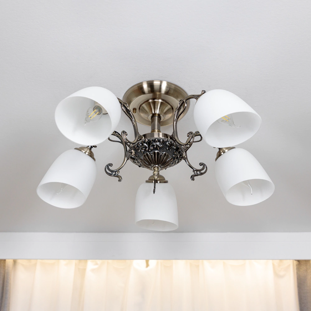 Люстра потолочная NEODECO Артемида 5х40 Вт Е14 бронза