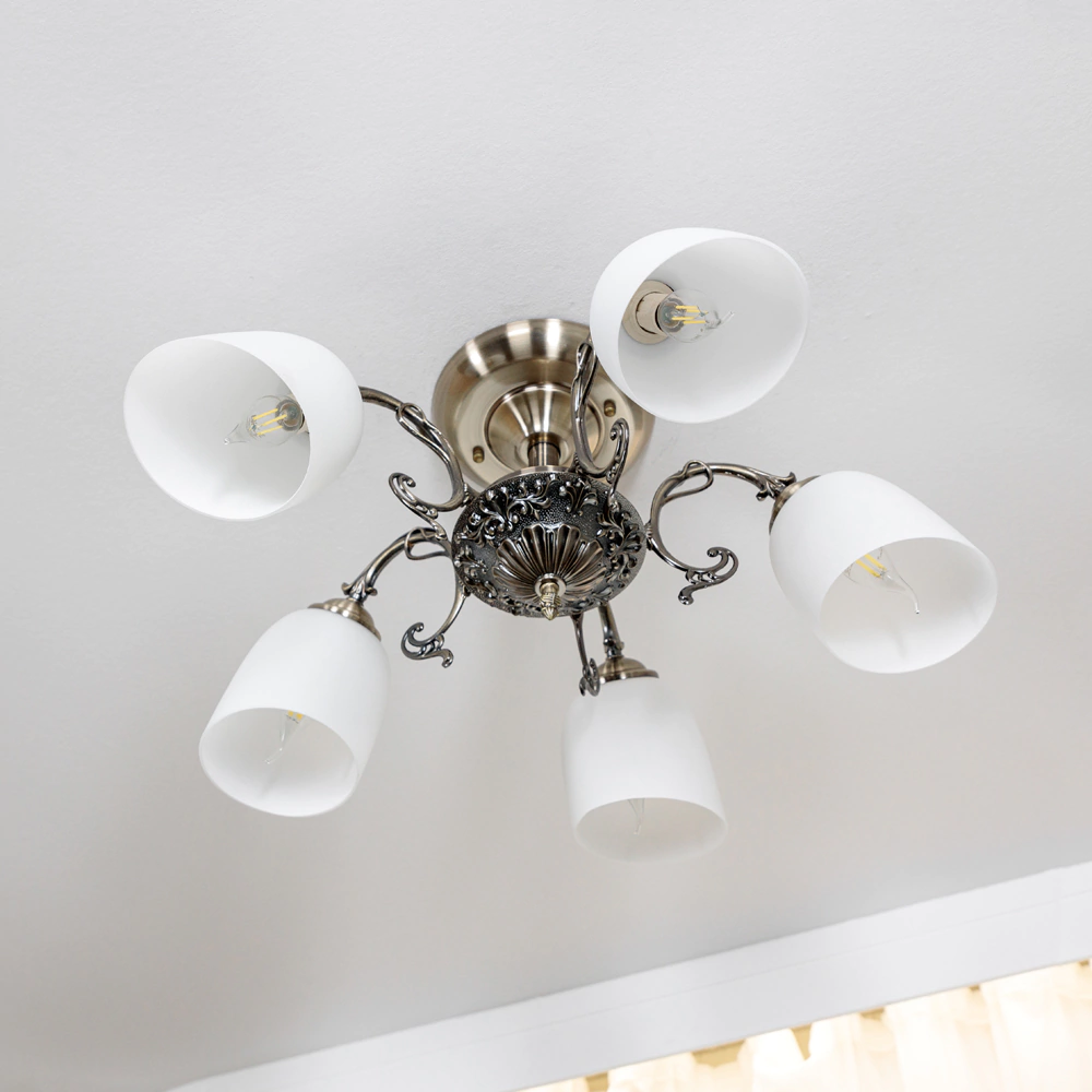 Люстра потолочная NEODECO Артемида 5х40 Вт Е14 бронза