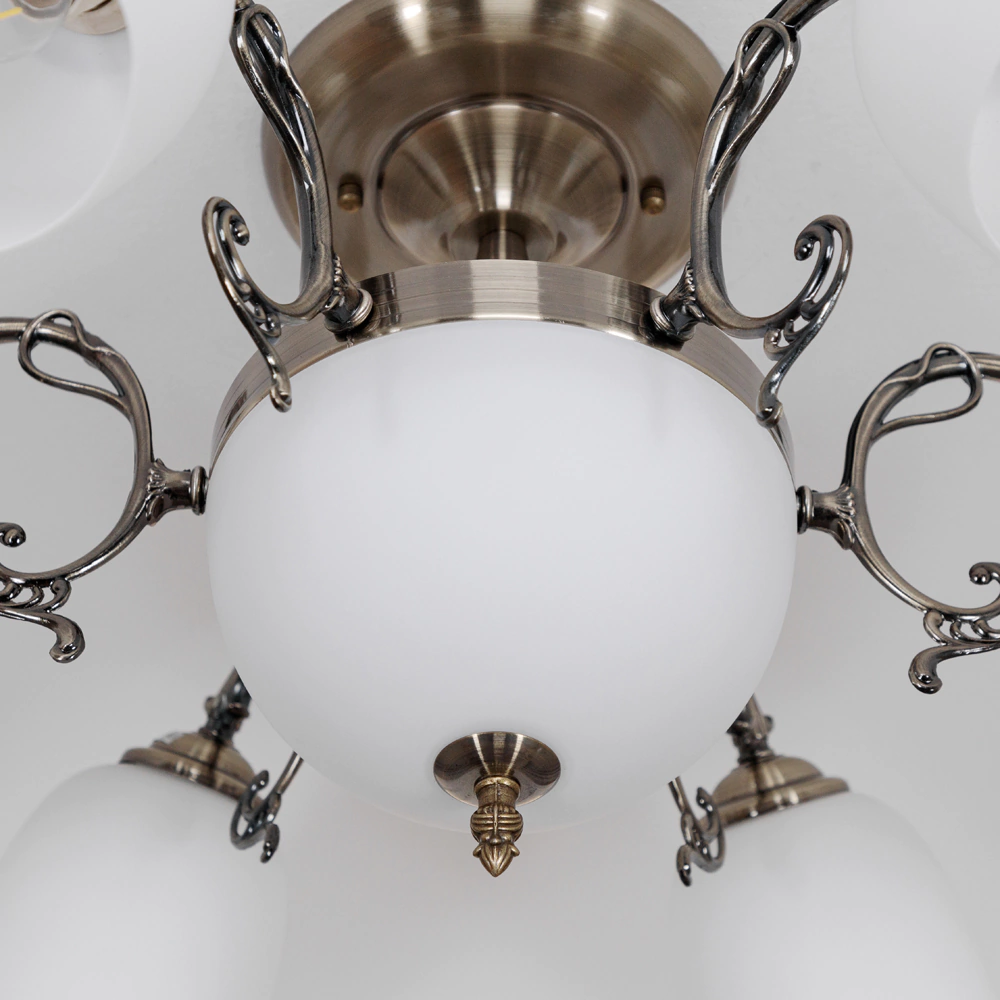 Люстра потолочная NEODECO Артемида 8х40 Вт Е14 бронза