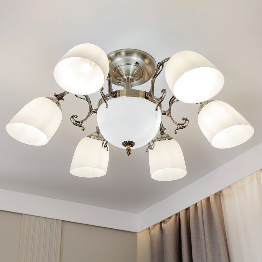 Люстра потолочная NEODECO Артемида 8х40 Вт Е14 бронза