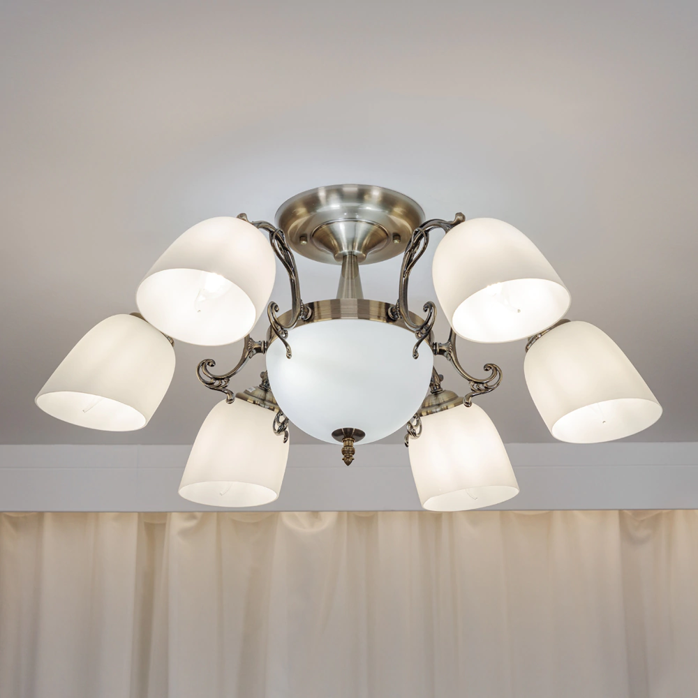 Люстра потолочная NEODECO Артемида 8х40 Вт Е14 бронза