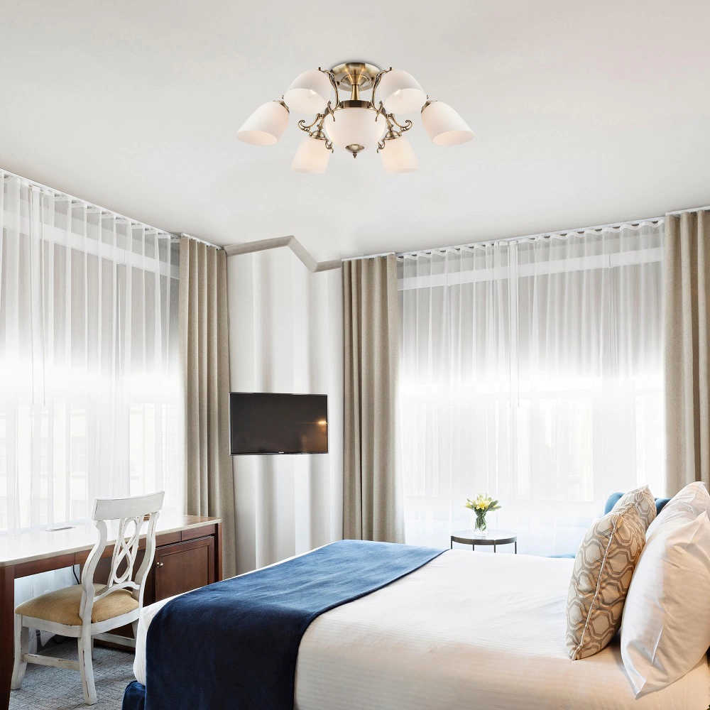 Люстра потолочная NEODECO Артемида 8х40 Вт Е14 бронза