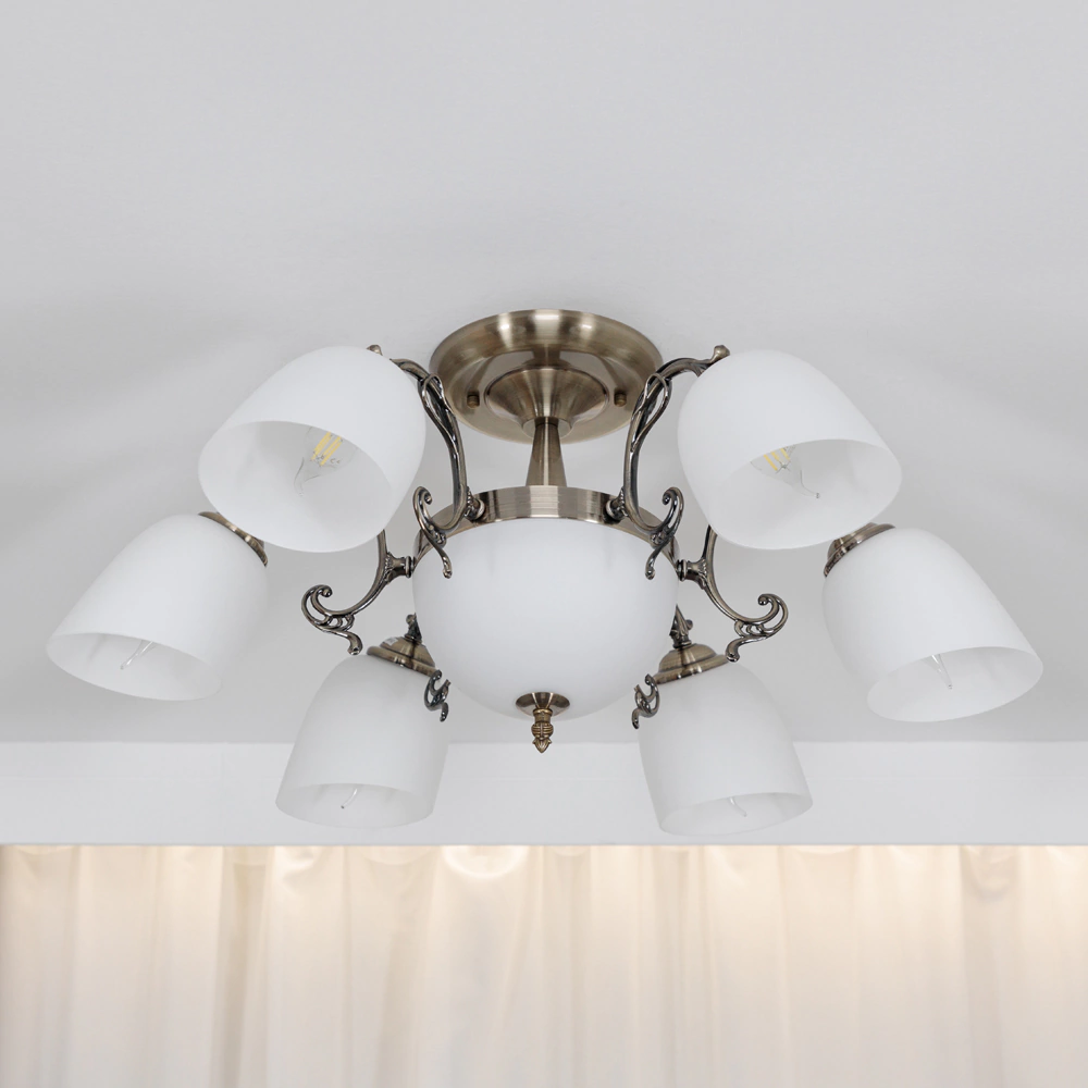 Люстра потолочная NEODECO Артемида 8х40 Вт Е14 бронза