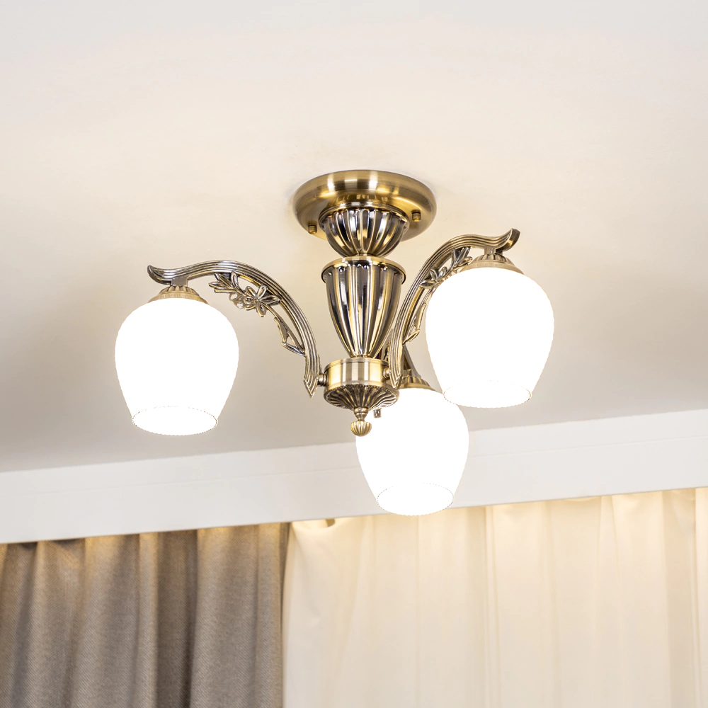 Люстра потолочная NEODECO Кампанелла 3х60 Вт Е27 бронза
