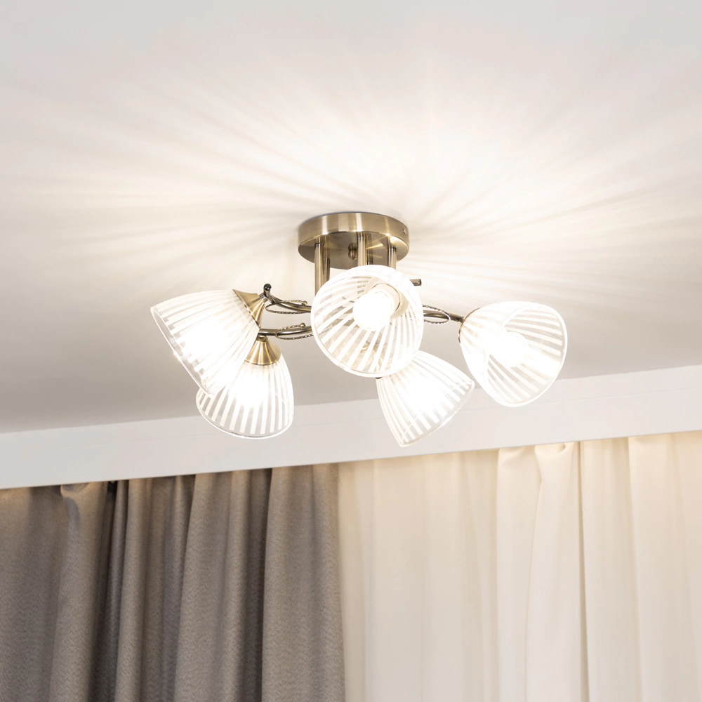 Люстра потолочная NEODECO Боянка 5х60 Вт Е27 бронза