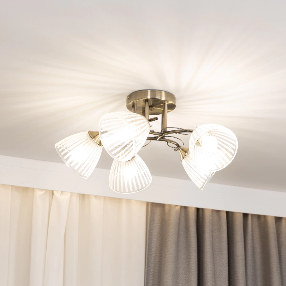 Люстра потолочная NEODECO Боянка 5х60 Вт Е27 бронза