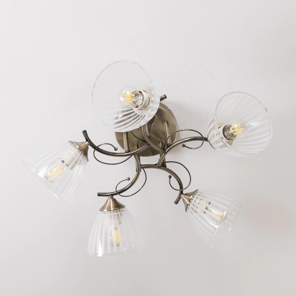 Люстра потолочная NEODECO Боянка 5х60 Вт Е27 бронза