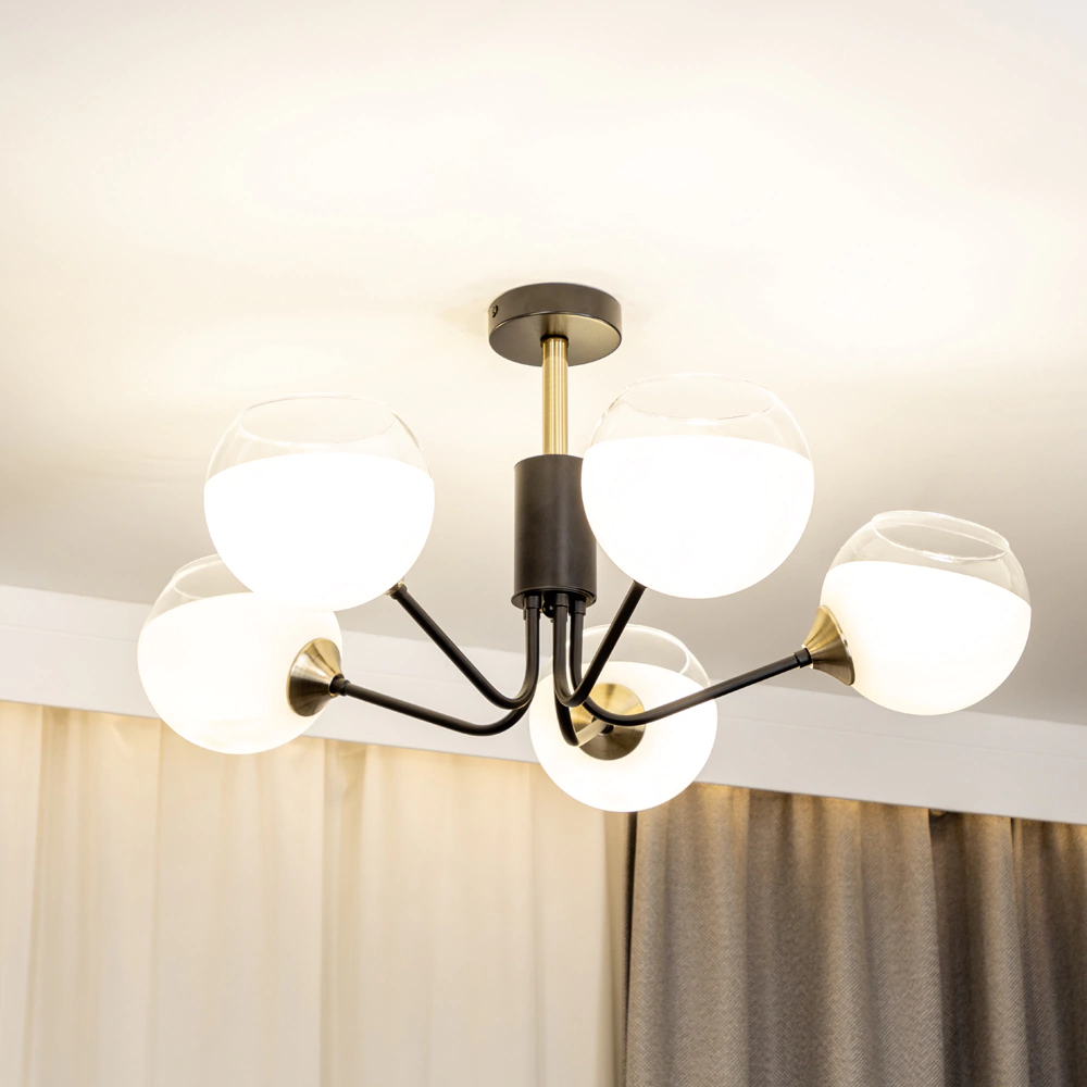 Люстра потолочная NEODECO Кейла 5х60 Вт Е27 черная