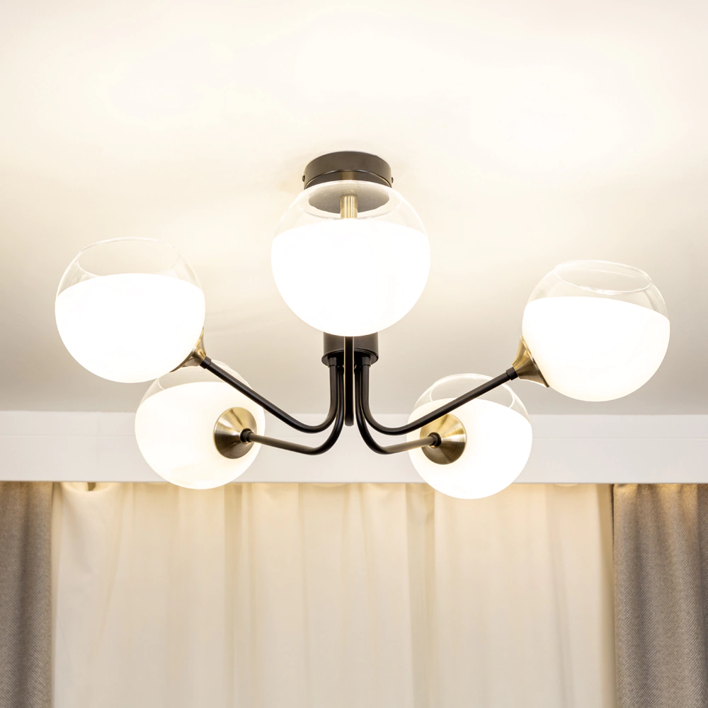 Люстра потолочная NEODECO Кейла 5х60 Вт Е27 черная
