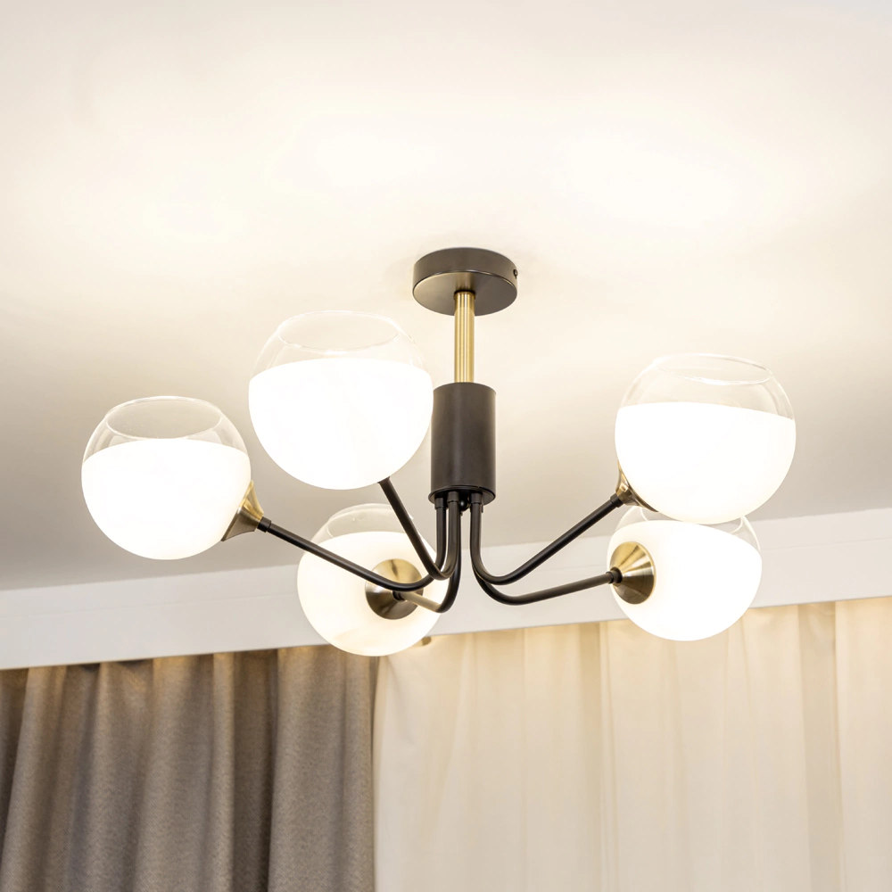 Люстра потолочная NEODECO Кейла 5х60 Вт Е27 черная