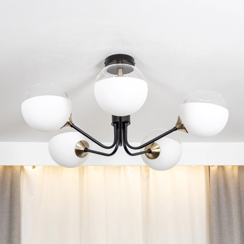 Люстра потолочная NEODECO Кейла 5х60 Вт Е27 черная