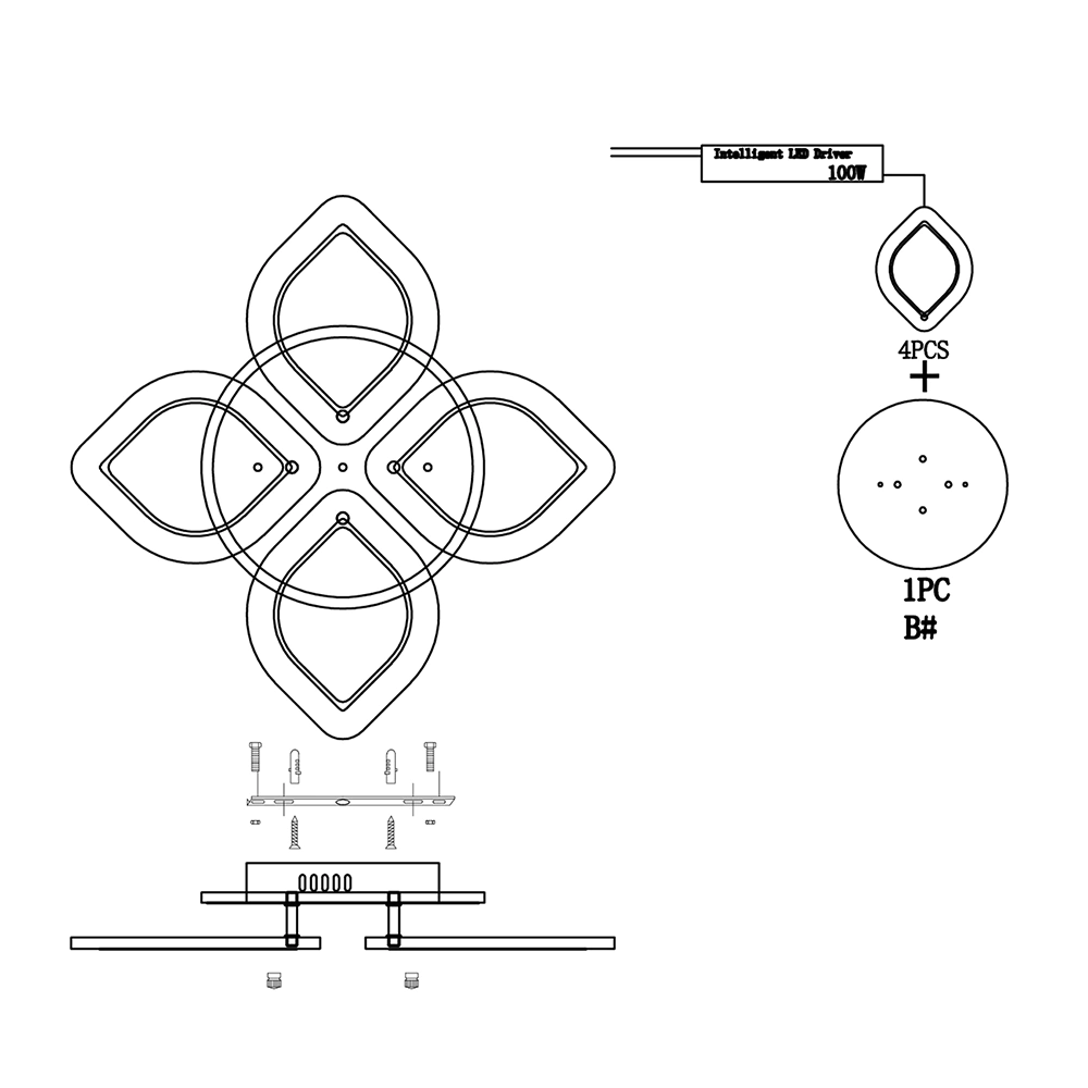 Люстра потолочная Escada Гвен 80 Вт LED с пультом ДУ