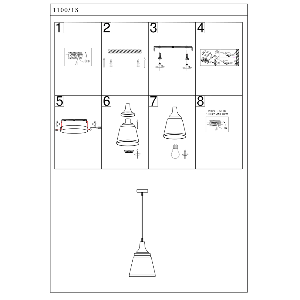 Светильник подвесной Escada Марк 1х40 Вт Е27 черный 23 см
