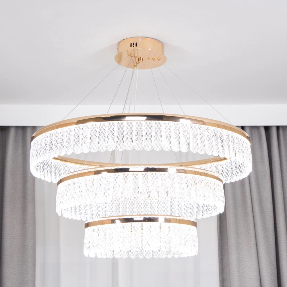 Люстра подвесная LED 206 Вт 3000-6400 К с пультом ДУ NEODECO Джеси