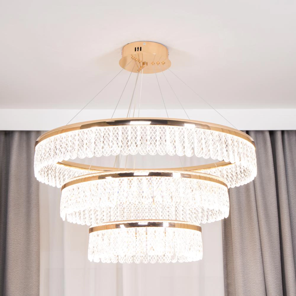 Люстра подвесная LED 206 Вт 3000-6400 К с пультом ДУ NEODECO Джеси