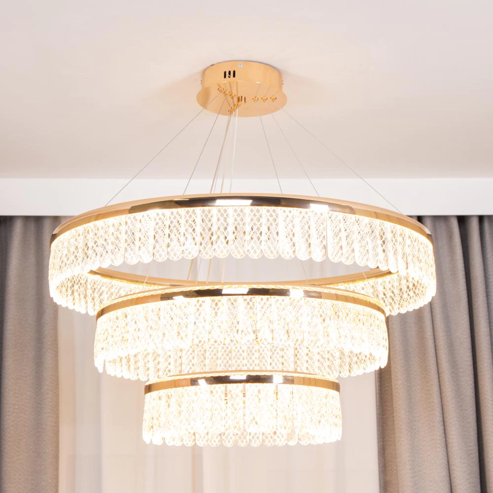 Люстра подвесная LED 206 Вт 3000-6400 К с пультом ДУ NEODECO Джеси