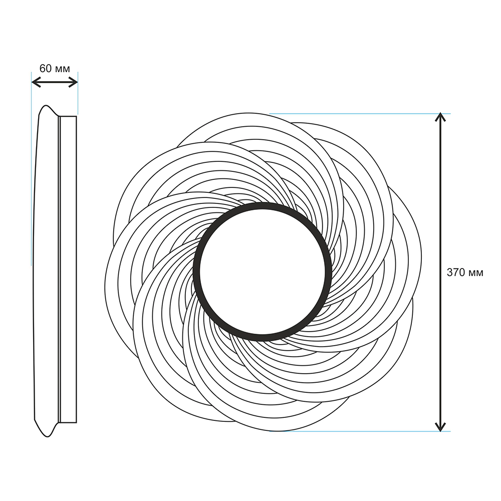 Светильник настенно-потолочный TANGO Камелия 60 Вт LED 37 см с пультом ДУ
