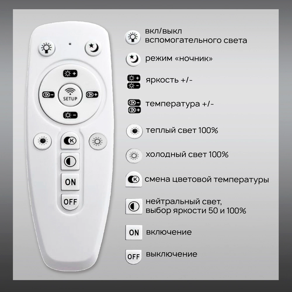 Светильник настенно-потолочный 55 Вт LED 3000-6000 K с пультом ДУ 45 см Семь Огней Астерия