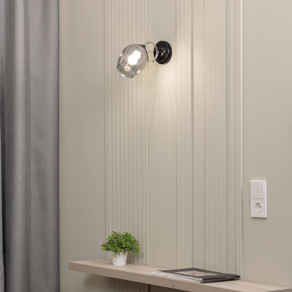Бра 1х60 Вт Е27 черный NEODECO Бальтазар