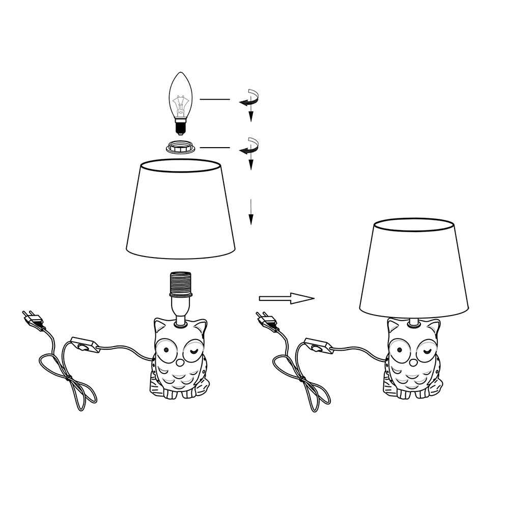 Светильник настольный 1х40 Вт Е14 Escada Сова синяя