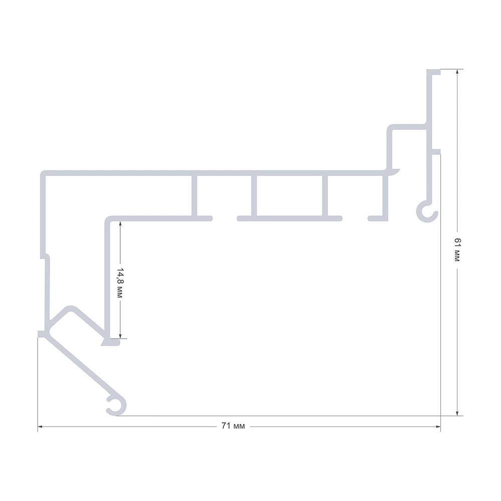 Профиль с карнизом для натяжного потолка 71х61 мм 2 м Apeyron