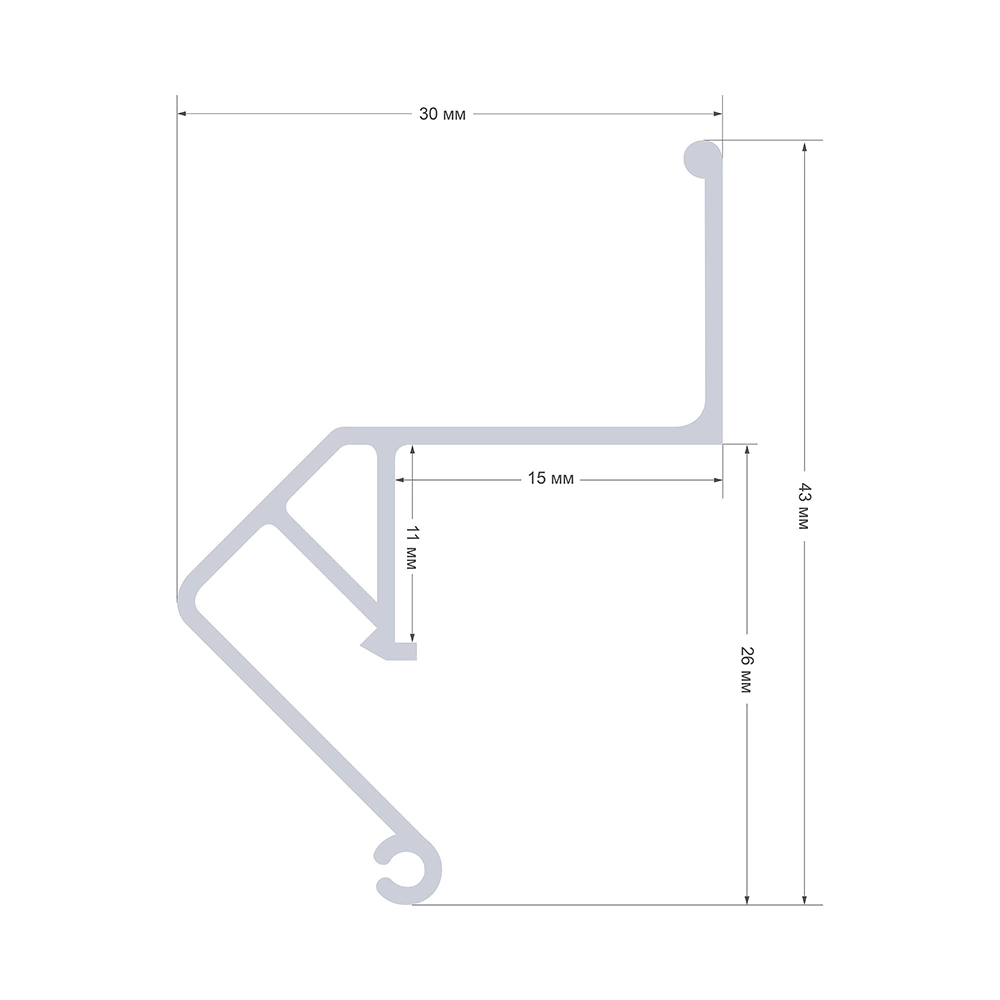 Профиль для натяжного потолка 30х43 мм, 2 м Apeyron Парящий потолок