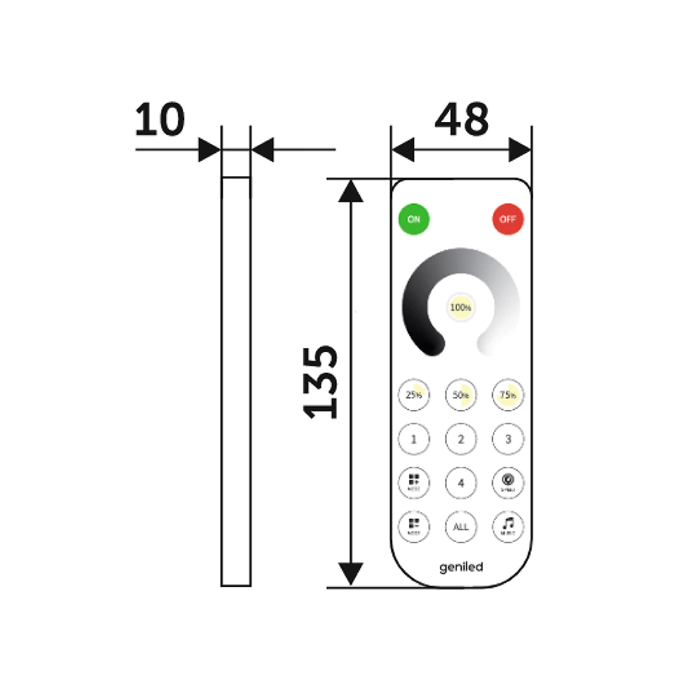 Пульт для диммера Optima Dimmer Tuya 4-канальный ROT-11 Geniled