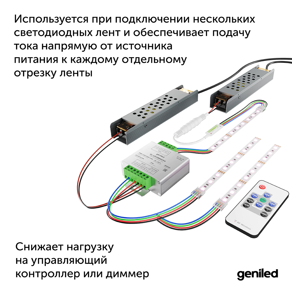 Усилитель для ленты 4-канальный 288/576 Вт Geniled GA-2 GL-12V288WCH4