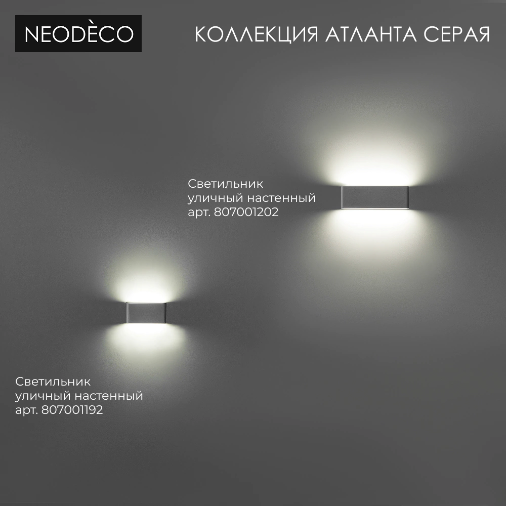 Светильник уличный настенный 2х12 Вт 4000 К IP54 серый NEODECO Атланта