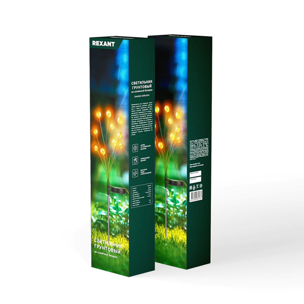 Светильник грунтовый на солнечной батарее 3000 К IP65 75 см REXANT Лалели
