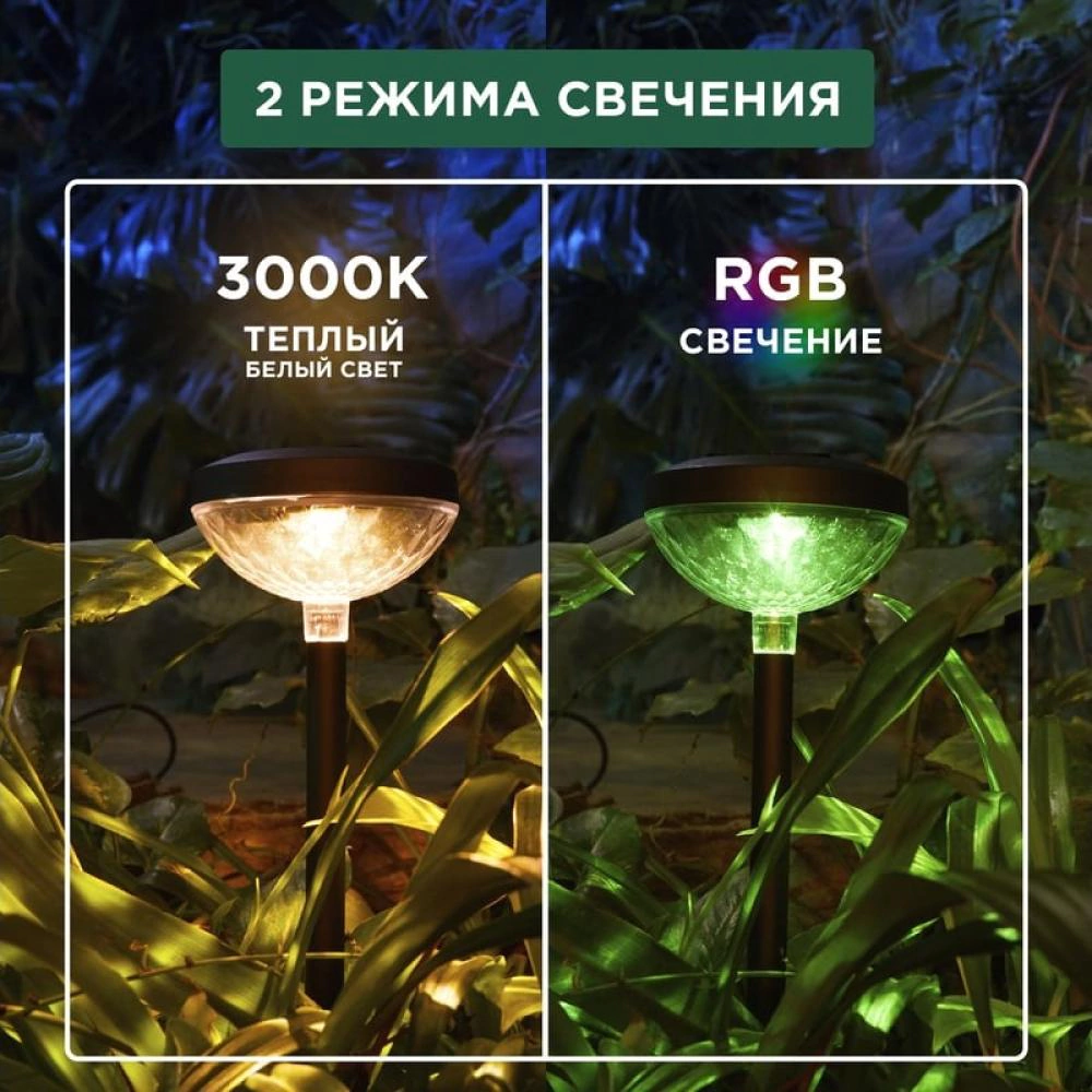 Светильник грунтовый на солнечной батарее 3000К/RGB IP65 48 см REXANT Таянг
