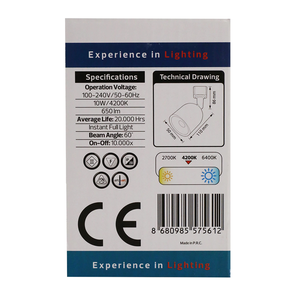 Светильник трековый HOROZ ELECTRIC Аризона 10 Вт LED 4200 K черный