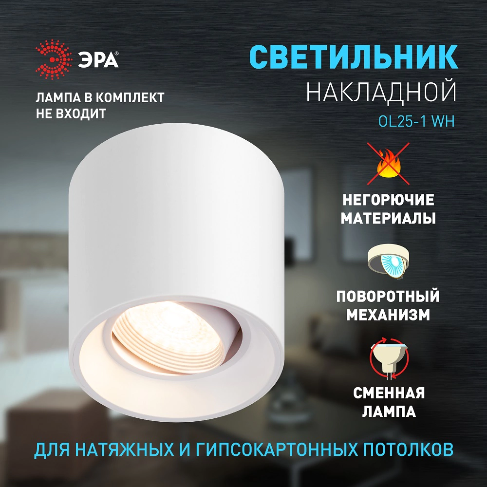 Светильник накладной ЭРА Сайл 1хGU5,3/MR16 круг белый