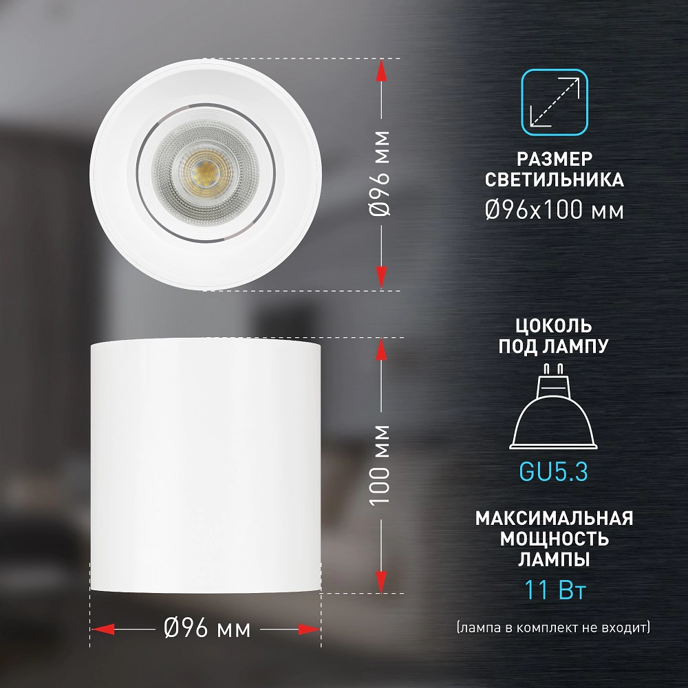 Светильник накладной ЭРА Сайл 1хGU5,3/MR16 круг белый