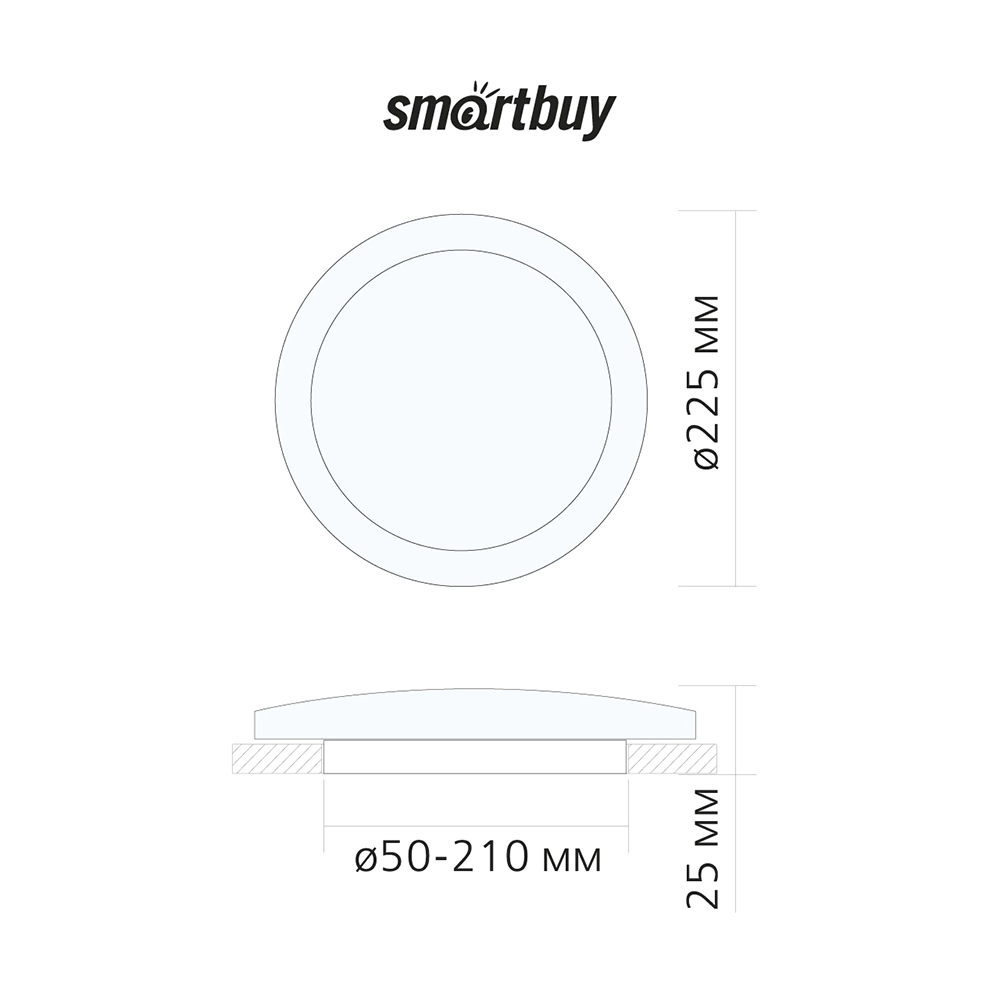 Светильник встраиваемый безрамочный Smartbuy Круг 36 Вт LED 6500 К